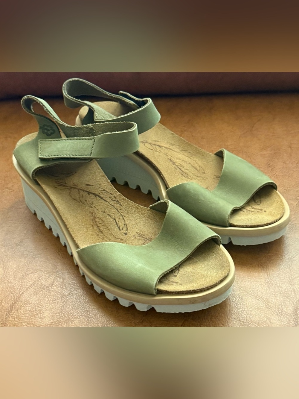 Loints of Holland Baarlo Green Nubuck Platform Sandals Womens US 6 EU 37 - Picture 4 of 9